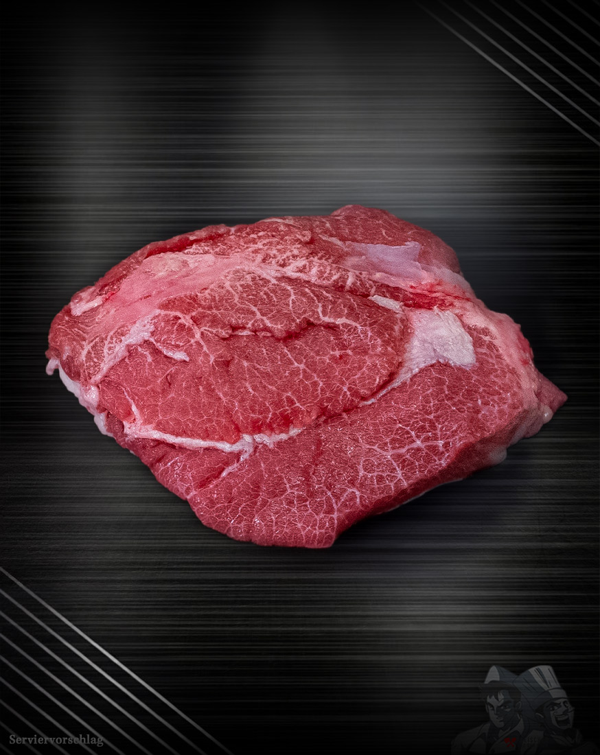 Kalbsbäckchen Berlin-Brandenburg roh Fläminger Kalbsbäckchen aus Berlin-Brandenburg auf Metallplatte roh