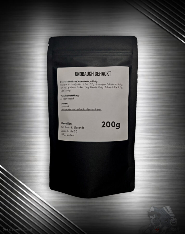 Gehackter Knoblauch FuK Knobi-Kracher ohne Zusatzstoffe die Zutatenliste