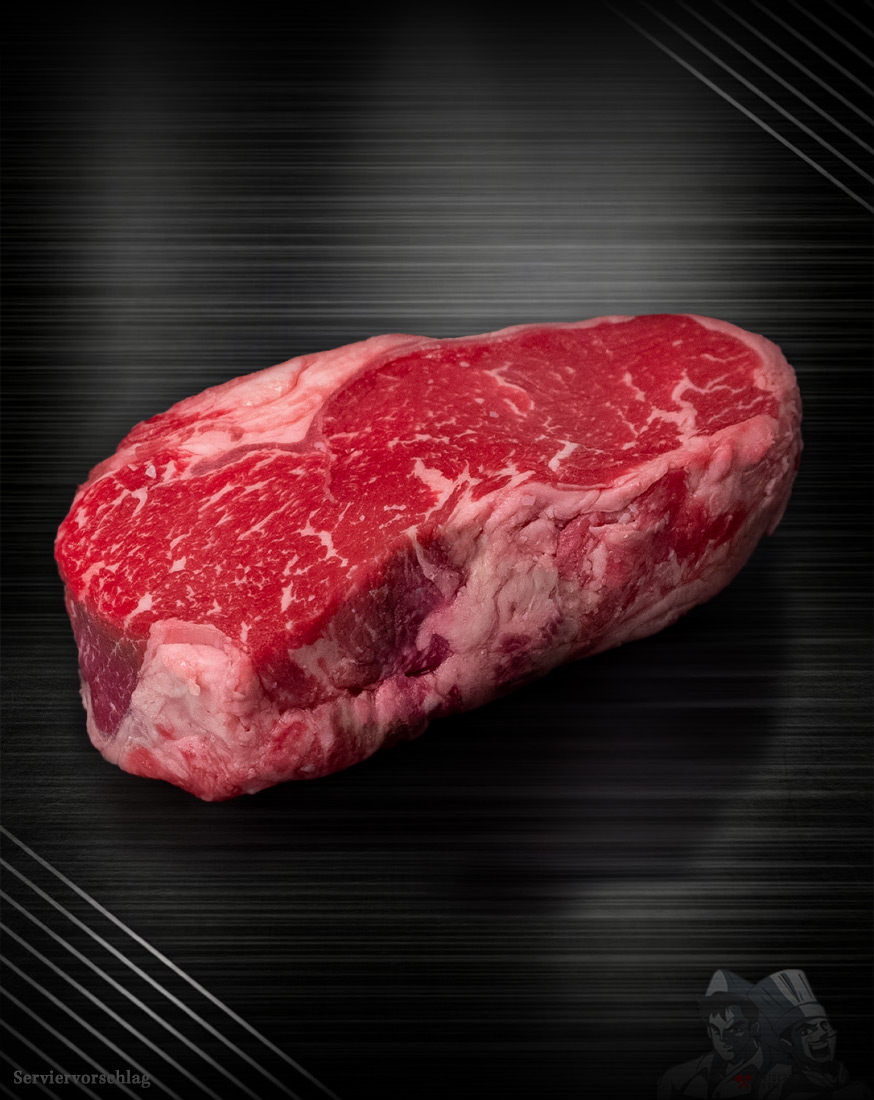 Rumpsteak Creekstone Farms – USDA Prime Steak aus den USA Rumpsteak Creekstone Farms USDA Prime auf edlem Hinztergrund