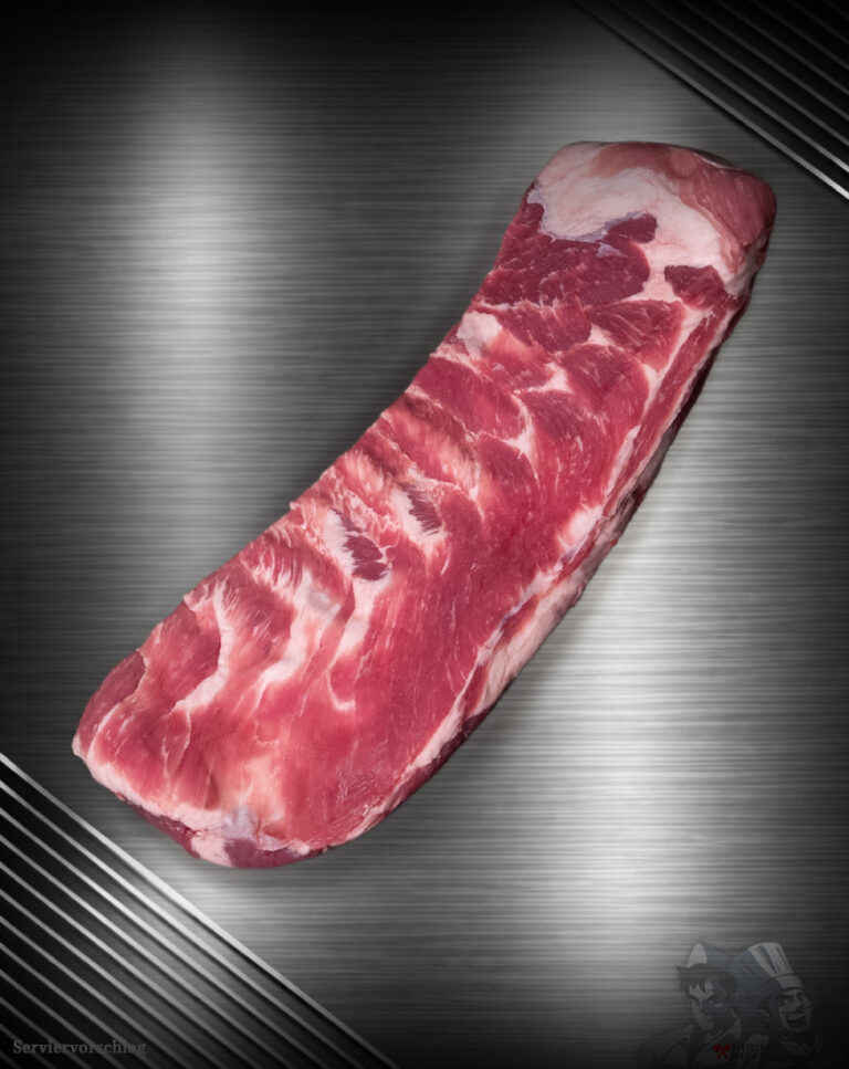 Zarte St. Louis Ribs aus den USA – saftige BBQ-Leiterchen auf edlem Untergrund.