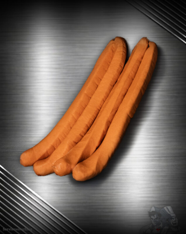 XXL Bockwurst vom Duroc aus der traditionellen Berliner Dampfriemen Herstellung aus 180g regionalem Duroc Schwein aus Berlin Brandenburg saftig aromatisch und handwerklich gefertigt