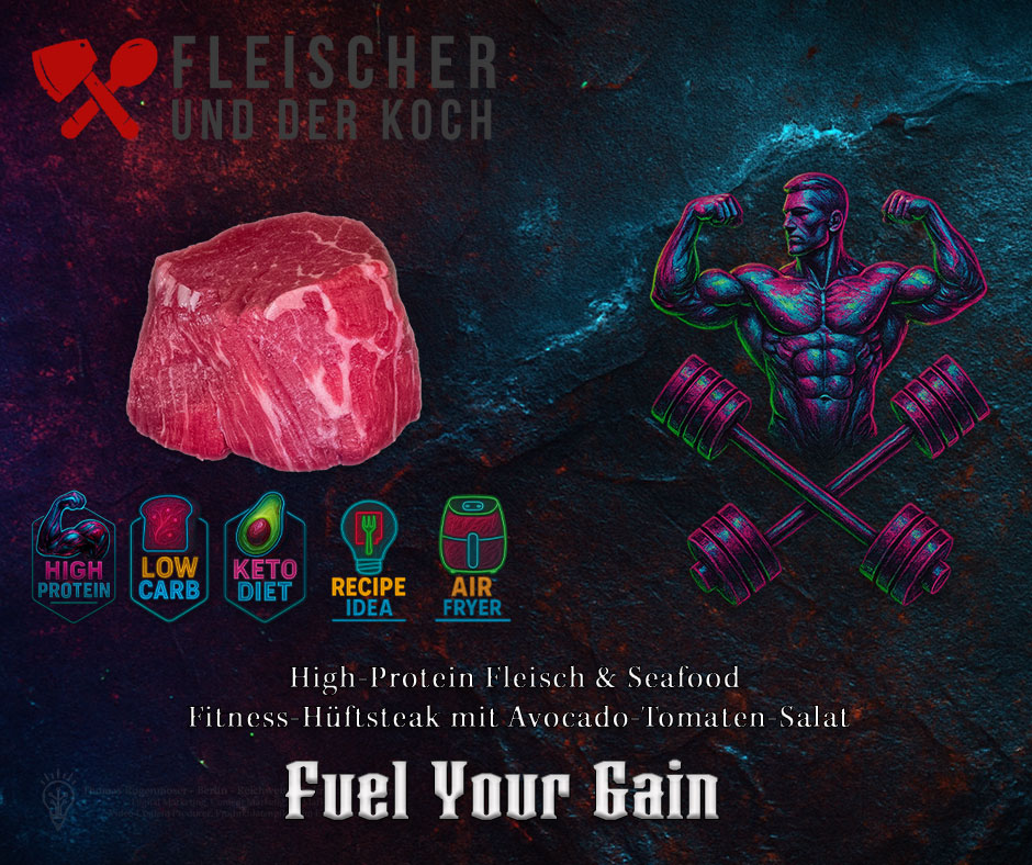 Saftiges Filetsteak aus dem Airfryer mit Knoblauch-Kräuter-Kruste. rezeptidee von Fleischer und der Koch