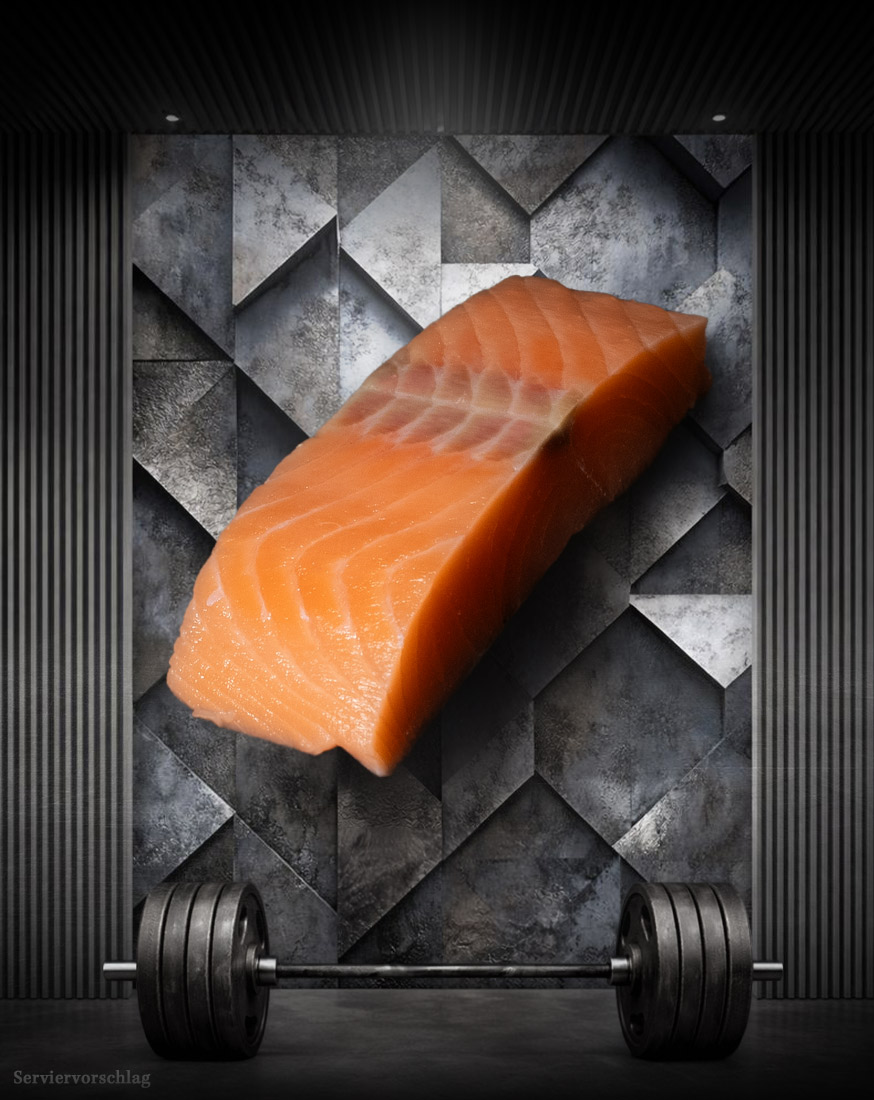 Athleten Lachsfiletsteak natur aus Norwegen Athleten Lachsfiletsteak natur aus Norwegen, roh und tiefgefroren, gleichmäßig geschnittenes Lachsfiletsteak