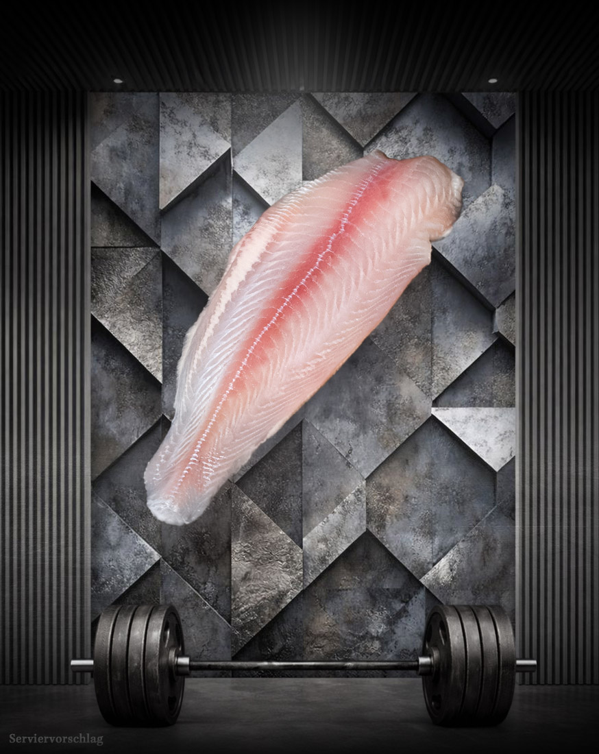 Athleten Pangasiusfilet natur – mildes Weißfischfilet Rohes Athleten Pangasiusfilet, naturbelassen und zart auf hellem Untergrund