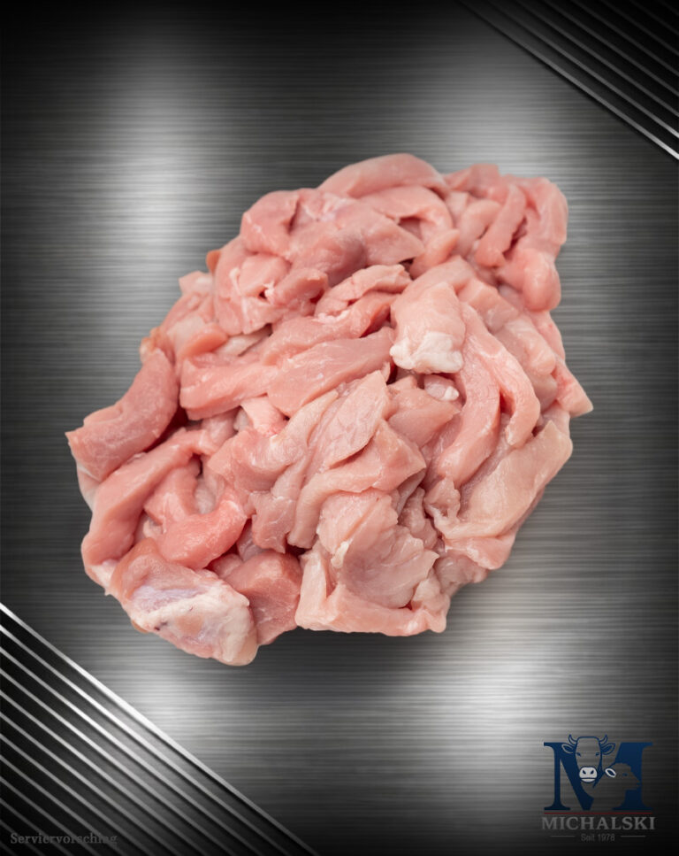 Michalski Schweinegeschnetzeltes aus Deutschland, alltagstauglich, fein geschnitten im Rohzustand