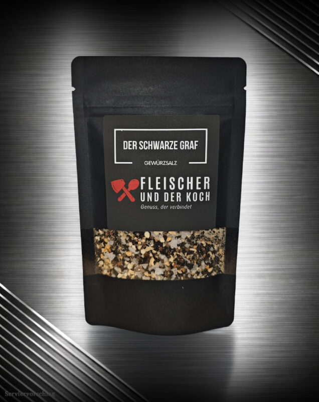 Der schwarze Graf Berliner Gewürzsalz mit Schwarzkümmel, Pfeffer und Knoblauch von Fleischer und der Koch