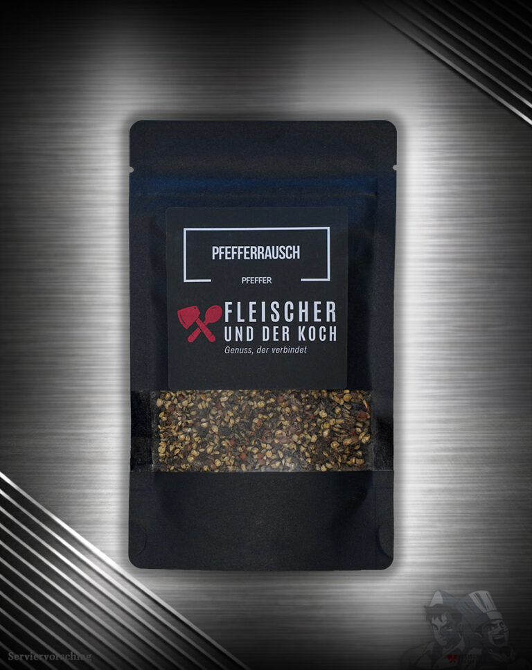 Pfefferrausch Pfeffer geschrotet mit kräftigem Aroma und angenehmer Schärfe – ideal für Steak, Burger, Grillfleisch, Gemüse und BBQ-Gerichte.