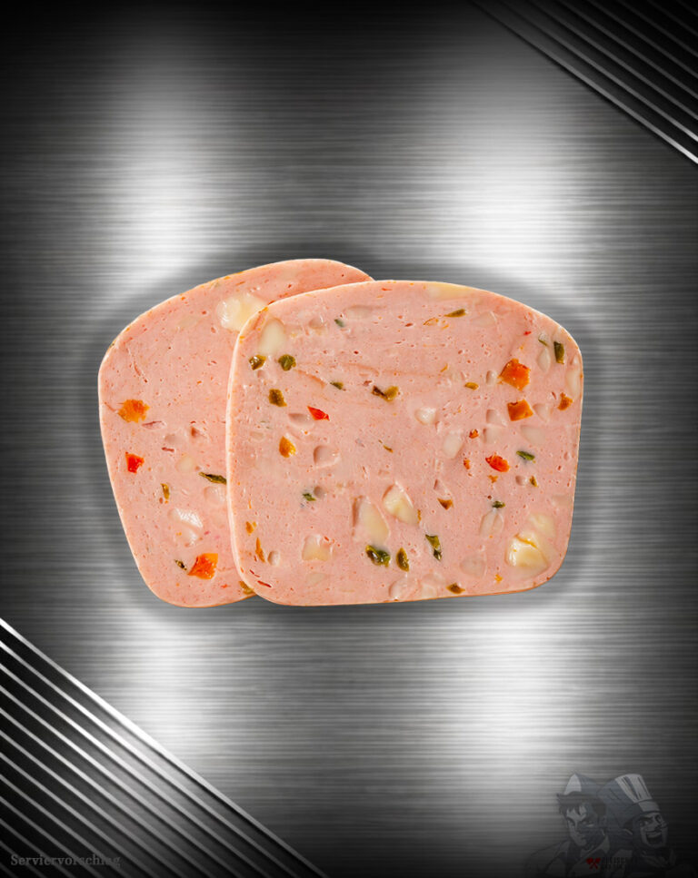 Pizza Fleischkäse aus Deutschland im Rohzustand auf hochwertigem Hintergrund