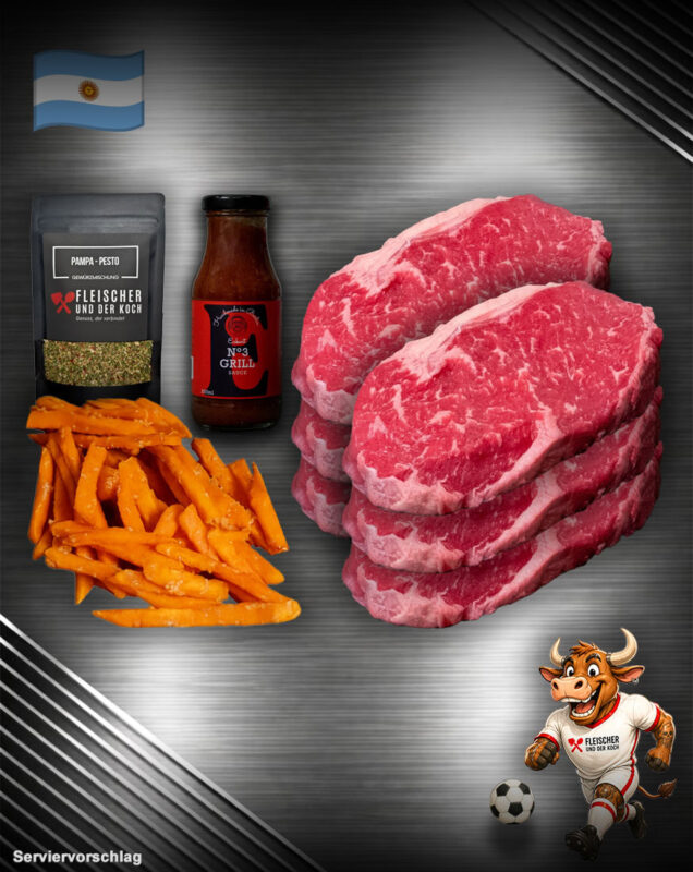 Team Argentinien Bundle mit Argentinisches Black Angus Rumpsteak & Süßkartoffel-Pommes